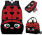 Tuoxiukan Ladybug Rucksack mit Lunchbox und Federmäppchen für Mädchen von 10–12, Rot, 43,2 cm (17 Zoll), Kinderrucksack mit Laptopfach, isolierte Thermo-Tragetasche, Stifttasche, 3 Stück