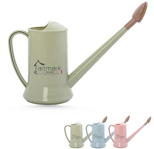 Regadera de plástico de 2 L de grosor con boquilla larga, regadera ligera de jardín para plantas de interior y exterior, flores, balcón, duradera y a prueba de fugas (verde)