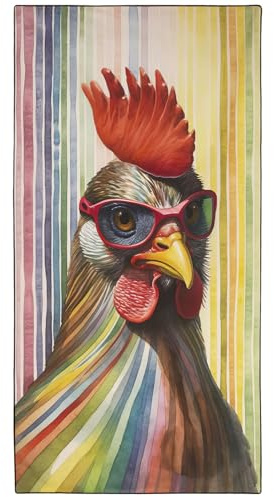 YISUMEI Stilvolles Huhn Strandtuch XXL 180x90cm - Schnelltrocknendes Mikrofaserhandtuch mit Tasche, Saugstark Sandfrei - Leichtes Reisehandtuch für Strand, Pool