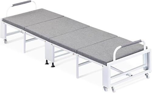 KjoiDWz Klappbett, Einzelbett mit Memory Foam-Matratze, tragbares, stabiles Feldbett mit Rädern, Gästebett, Stuhlbett