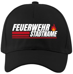 Falkenheyn Feuerwehr Cap personalisiert mit Wunschtext oder Stadtname – Basecap in Navy, Schwarz oder Rot – Hochwertiger DTF-Druck – Individuelle Feuerwehr Mütze für Männer & Frauen