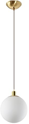 EKSED Moderne Pendelleuchte mit mattem Glaskugel-Schirm, E27-Fassung, Deckenlampe mit antikem Messing für Esszimmer, Schlafzimmer oder Flur (30cm)