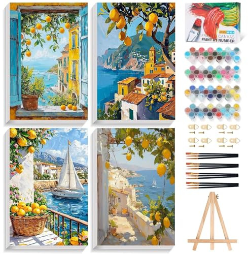 Fountor Lot de 4 pots de peinture au citron pour adultes - 20 x 30 cm