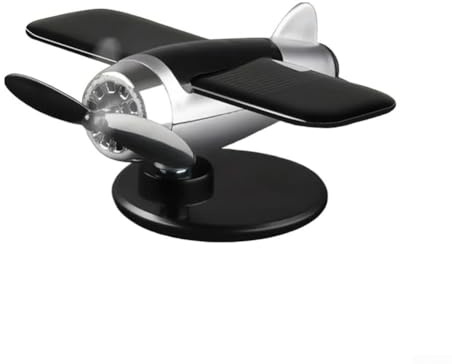 Décoration d'avion solaire pour montage sur tableau de bord avec rotation à 360 degrés et panneau solaire intégré pour plus d'efficacité (argent)