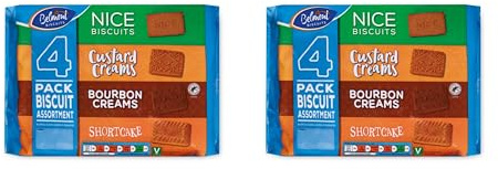 Bizzal Belmont Biscuits 4 Pack Assortment, Nice, Custard Creams, Bourbon Creams, and Shortcake 2 Bags with 8 Packs
