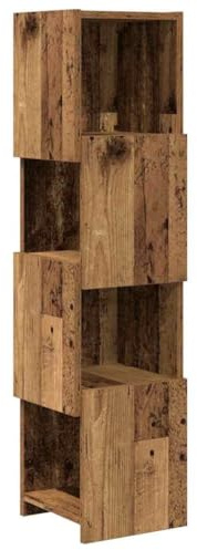 SKTQYQO Eckschrank aus Altholz 25,5 x 25 x 102 cm | 4 Eckregale, Holz, mehrschichtig, platzsparendes Design, für Wohnzimmer