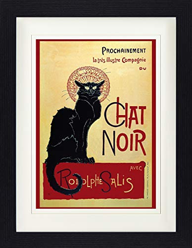 1art1 Theophile Alexandre Steinlen Poster Chat Noir Gerahmtes Bild Mit Edlem Passepartout | Wand-Bilder | Im Bilderrahmen 40x30 cm