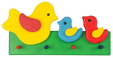 SIRO Hakenleiste Balve, Kinder, Tier, Vogel, Holz - bunt, 380 mm x 58 mm x 191 mm, LA 314 mm, S393-400