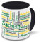 Sachsen-Tasse Tagcloud - weiß/schwarz - Tasse mit typischen Wörtern im sächsischen Dialekt | Keramik-Tasse mit 330 ml Inhalt