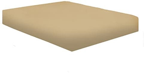 Spannbettlaken aus 100 % ägyptischer Baumwolle, Extratiefe 40 cm, beige, Doppelbett