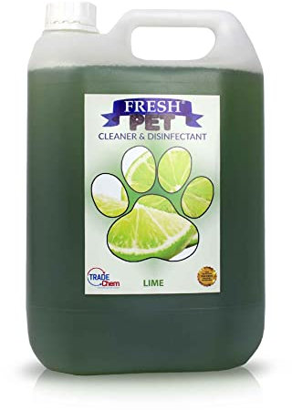 Trade Chemicals Pet Disinfectant Deodoriser Cleaner Kennels Artificial Grass Fresh Pet 5L (Lime)