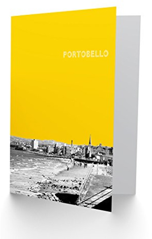 Wee Blue Coo Portobello Edinburgh Scottish Landmark Yellow Greetings Card