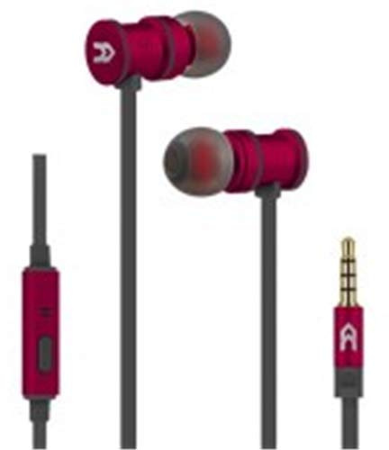 Avenzo - Auriculares con Cable, Modelo AV636RJ, Carcasa de Aluminio, Función Manos Libres, Cabezales Imantados, Auriculares con Micrófono, Color Rojo