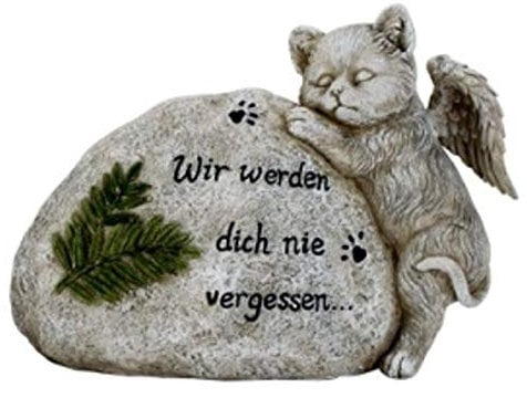 Trauer-Shop Grabstein für Katzen, Figur und Inschrift, Tiergrab. 21 cm.