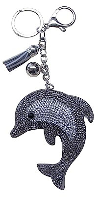 Unbekannt Schlüsselanhänger, schmuck-tasche Delphin Strass Kristall weiß und grau.