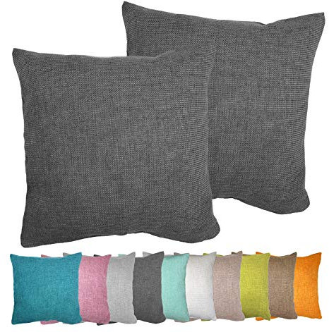 MOON Luxury Doppelpack Kissenhülle in Struktur-Optik Chenille garngefärbt 2 x Kissenbezug 50x50 cm anthrazit