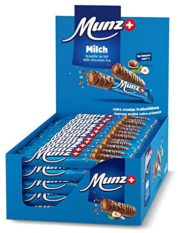 Schweizer Schokolade | MUNZ Prügeli Milch | Branches Classic | 60 Praliné Schokoladenriegel á 23g im Thekendisplay | 1,38kg Großpackung | Maestrani Milchschokolade | Glutenfrei