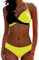 JFAN Donna Costume da Bagno Push Up Imbottito Reggiseno Bikini Donna Due Pezzi Swimwear Abiti da Spiaggia(Giallo & Nero,XL)