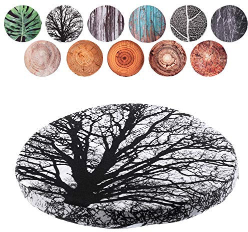 KADAX Cojín Redondo para Silla de 40 cm de Diámetro - Espuma para Cocina y Jardín - Funda Lavable (Negro)