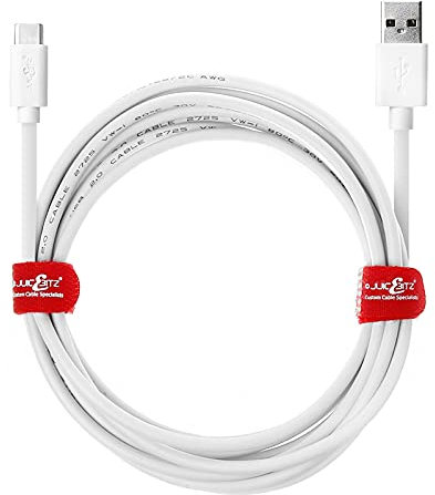 JuicEBitz 4m USB A to USB C Cable - Fast Charger, Compatible with Samsung Galaxy, Google Pixel, iPad, LG, Huawei, Sony Xperia + More, White