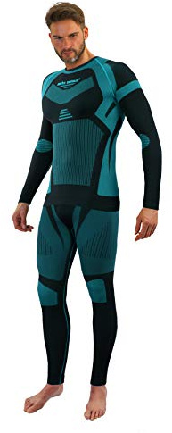 sesto senso Herren Funktionsunterwäsche Set Langarmhemd Leggings Schnelltrocknend Skiunterwäsche XL Grün
