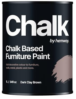 Hemway - Chalk Based Furniture Paint - Dark Clay Brown 1 L | Chalky Matt Shabby Chic Finish for Interior & Exterior Home Decor | Quick Dry & All-in-one
