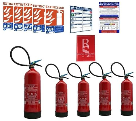 Kit 5 extincteurs a eau 6 litre nf pour erp 3 eme catégorie