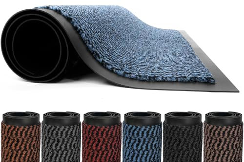 BLADO Door Mat Barrier Mat Non Slip Rubber Mats Washable Light Weight Heavy Duty | Floor Mats Kitchen Rugs Dirt Trapper Doormat Entrance Rug Shoes Scraper Super Absorbent Carpet (50cm x 80cm, Blue)