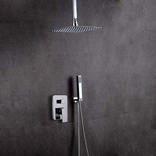 Thermostat Duschpaneel Led Regendusche Duschsäule Duscharmatur Überkopfbrause, Quadratisch Regendusche, Handbrause