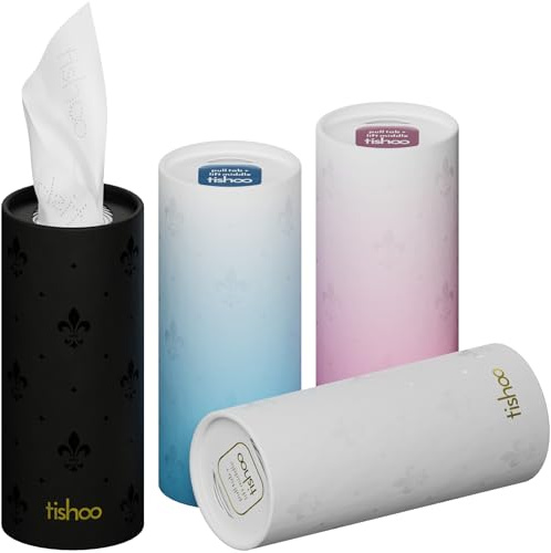 tishoo Hyaluronic Acid-Infused 4-ply Ultra Luxury Tissues | for Car Cup Holders, Home & Travel | 40 Tubes x 40 Sheets Bulk Pack | Mixed/Belgravia