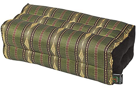 Handelsturm Kissen Block 35x15x10 mit Füllung aus Kapok. Perfekt für Meditation, Yoga und Entspannung (Gold & Grün)