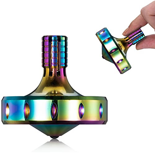 Präzisions kreisel aus Metall, perfekt ausbalanciert, sanfte Rotation, Lange Rotationszeit, leicht über 10 Minuten, tragbares EDC-Spielzeug (Bunt,M)