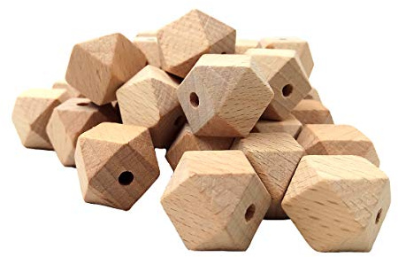 Arakierst Holzperlen aus Buchenholz, 16 mm, natürlich, unlackiert, sechseckig, lose Abstandshalter für Bastelarbeiten, Dekorationen, DIY Handwerk