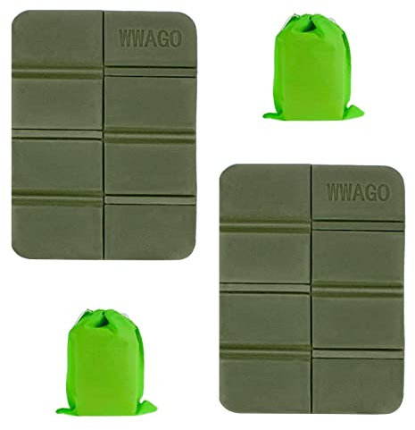HIUOUIH Tappetino Pieghevole Outdoor 2 Pezzi Cuscini Pieghevoli per Stadio Impermeabile Portatile Campeggio XPE Cuscino Sedile in Schiuma Esterni per Giardino Portatile Caccia, Army Green