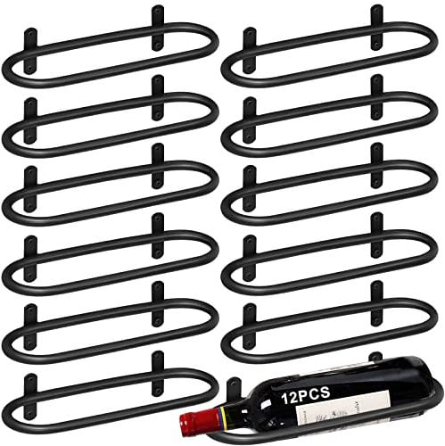 KHayRovies Porte Bouteille Mural Metal, Wall Casier à Bouteilles Stockage de Vin Mural en Fer Forgé, étagère métallique à Vin pour pour le rangement de bouteilles de vin, liqueur ou boisson (Noire 12)