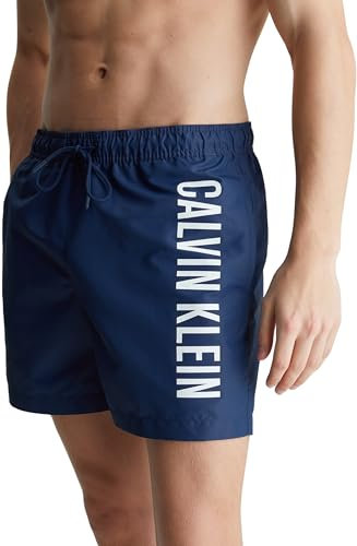 Calvin Klein Herren Badeshorts Medium Drawstring Mittellang, Blau (Signature Navy), L