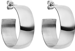 PURELEI® Glowing Ohrringe (Gold, Silber, Rosegold), Wasserfeste Creolen in breitem Design für Damen, Elegante Ohrringe aus Edelstahl, Geschenke für Damen (Silber)