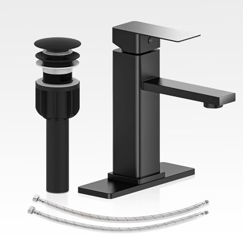 Casavilla Badezimmer-Wasserhahn-Set mit Pop-Up-Ablauf, Einhebel-Waschbeckenarmatur mit Deckplatte, Bauernhaus, Wohnmobil, Waschtischarmaturen für Waschbecken (1 Loch oder 3 Löcher)