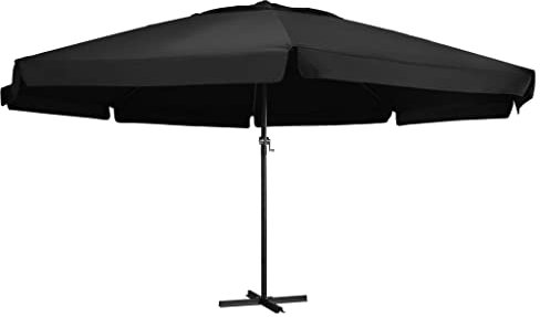 KOIECETA Sonnenschirm mit Aluminium-Mast Kurbelsystem Ampelschirm Marktschirm Gartenschirm Balkonschirm Terrassenschirm Schirm (Schwarz, 500cm)
