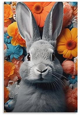 Mischievous Rabbit Wandkunst Leinwand Poster Schöne Vintage Ländliche Tiere Moderne Wanddekoration Poster Schlafsaal Dekor Malerei Kunst
