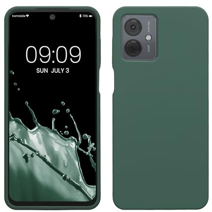 kwmobile Carcasa Compatible con Motorola Moto G14 Funda - Case TPU y Silicona antigolpes - Apto Carga inalámbrica - Verde Bosque
