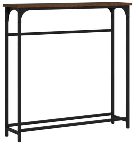 vidaXL Konsolentisch, Beistelltisch mit verstellbaren Beinen, Wohnzimmertisch Tisch mit Metallrahmen, Ablagetisch Flurtisch, Braun Eichen-Optik Holzwerkstoff