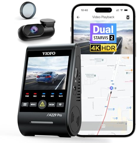 VIOFO A229 Pro 2CH 4K+2K Dash Cam, Dual STARVIS, night vision, 5G WiFi, GPS