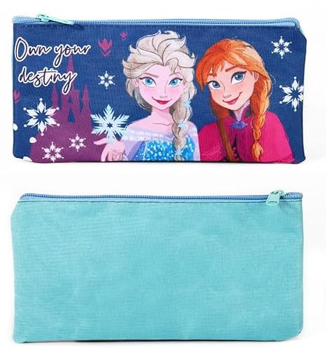 TDL Disney La Reine des Neiges Elsa et Anna Trousse plate, bleu, Trousse à crayons