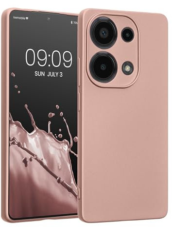 kwmobile Handyhülle kompatibel mit Xiaomi Redmi Note 13 Pro 4G Hülle - weiche Silikon Case metallisch schimmernd in Metallic Rosegold