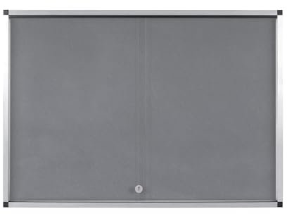 Bi-Office Vitrine d'exposition Exhibit Extra, surface en feutre gris, 8xA4, Portes coulissantes en verre, cadre en aluminium Anthracite