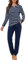 ZOEREA Pyjama Femme Ensembles de Femme Automne Hiver Nuit à Manches Longues Col V Tenue de Nuit à Carreaux Vêtement d'Intérieur 2 Pièces pour Femme Bleu Marine, XL