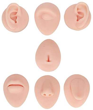 Silikon-Zungenmodell, Körperpiercing-Übungsmodell, Simulation von Silikon-Ohr, Auge, Nase, Mund, Zunge und Bauchnabel, Modell Anfänger Im Piercer (Hell beige)