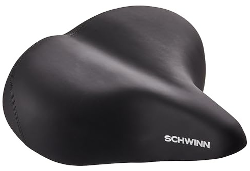 Schwinn Komfort Fahrradsitz für Damen und Herren, Cruise Plus Foam Plüsch Fahrradsitz, Ersatzsattel passt für alle Erwachsenenfahrräder mit Standard-Sattelstütze, Premium Foam, Schwarz