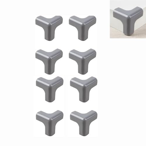 Bohaner 8 Stück Eckenschutz Baby T-Form PVC Selbstklebend Kantenschutz mit Kleber Tischkantenschutz Eckschutzkanten Stoßschutz für Verschiedene Möbel(4 Farben auswählbar) (Grau)
